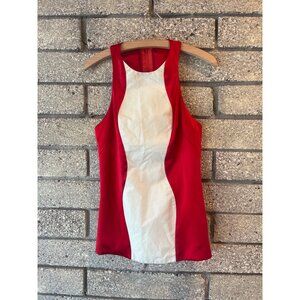 C&C California Red & White Sleeveless Bodycon Top With Racerback Style & Back